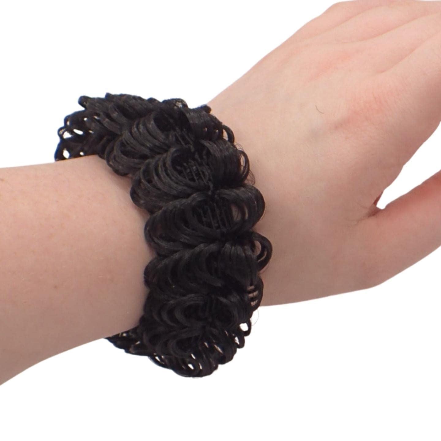 2pcs Synthetic Hair Scrunchie Bun Cover, Faux Curly Hair Bun Maker Scrunchy, Realistic Natural Hair Bands for Women & Girls, Perfect for School or Work